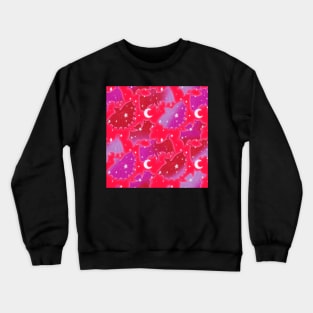 Pink and Red Valentines Lovecore Galaxy Medieval Art Bats Crewneck Sweatshirt